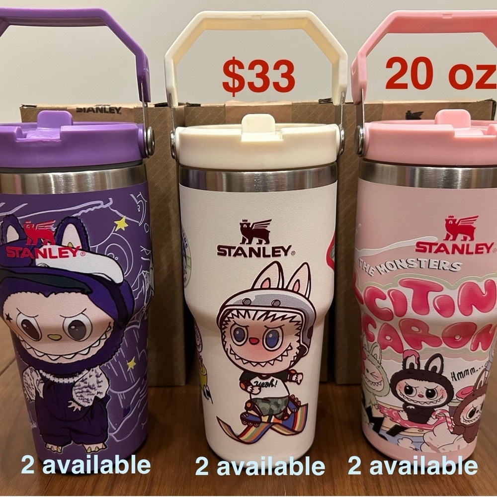 Stanley Purple, Pink, and Cream Labubu Character Tumblers